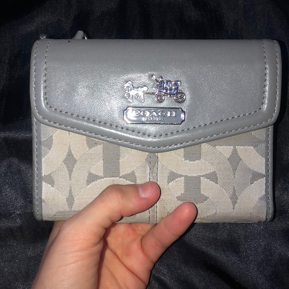 mini grey coach wallet